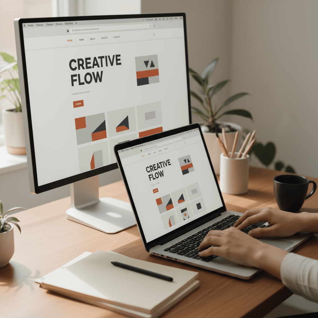 Custom website being built on a laptop for a small business